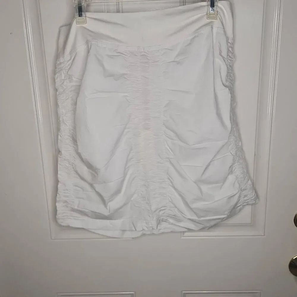 Wearables by XCVI white ruched pull on skirt women's petite XL